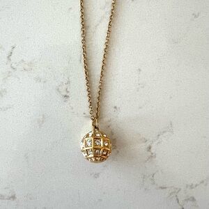 Estate Gold Plated Coach Disco Ball Pendant Necklace